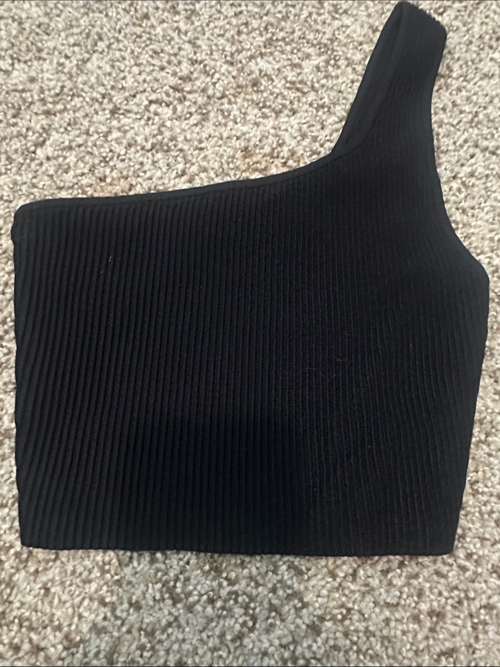 Babaton One-Shoulder Black Ribbed Crop Top